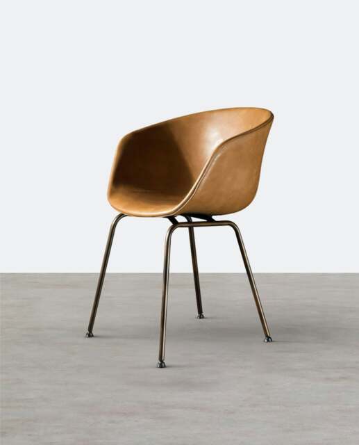 Rackhams Herron Dining Chair, PU Leather - Light Brown - image 1