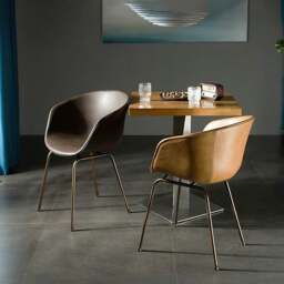 Rackhams Herron Dining Chair, PU Leather - Light Brown - thumbnail 2