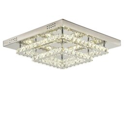 Rackhams Modern 2-Tier Crystal LED Ceiling Light Fixture Dimmable/Non-dimmable - W 40 x L 40 x H 14 cm - Dimmable (Warm Glow) - thumbnail 3