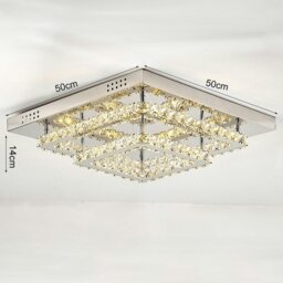 Rackhams Modern 2-Tier Crystal LED Ceiling Light Fixture Dimmable/Non-dimmable - W 40 x L 40 x H 14 cm - Dimmable (Warm Glow) - thumbnail 5
