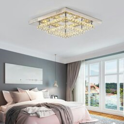 Rackhams Modern 2-Tier Crystal LED Ceiling Light Fixture Dimmable/Non-dimmable - W 40 x L 40 x H 14 cm - Dimmable (Warm Glow) - thumbnail 2