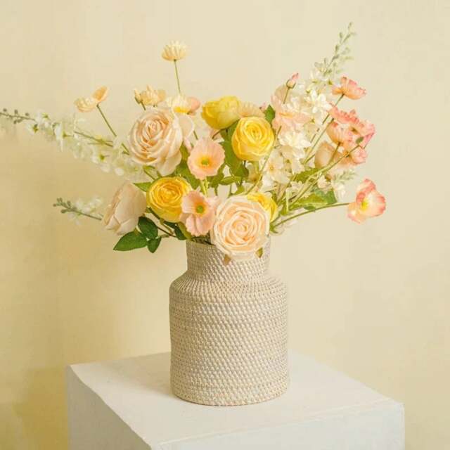 Rackhams Wicker woven vase in 2 colours - White Wash - image 1