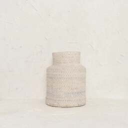 Rackhams Wicker woven vase in 2 colours - White Wash - thumbnail 2