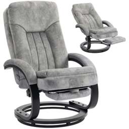 Rackhams Manual Recliner Armchair with Footrest, Wooden Base, Grey - thumbnail 2