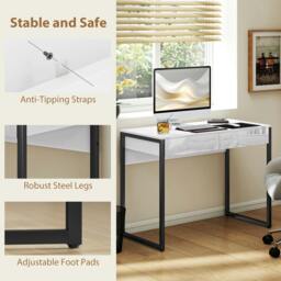 Rackhams Modern Home Office Desk with High Gloss 2 Drawers Finish White Black - 50 - 100 - 75 - thumbnail 5