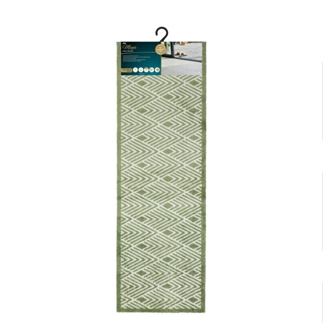 Rackhams Mega Mat Machine Washable Entrance Runner, 50x150cm, Green Geo - image 1