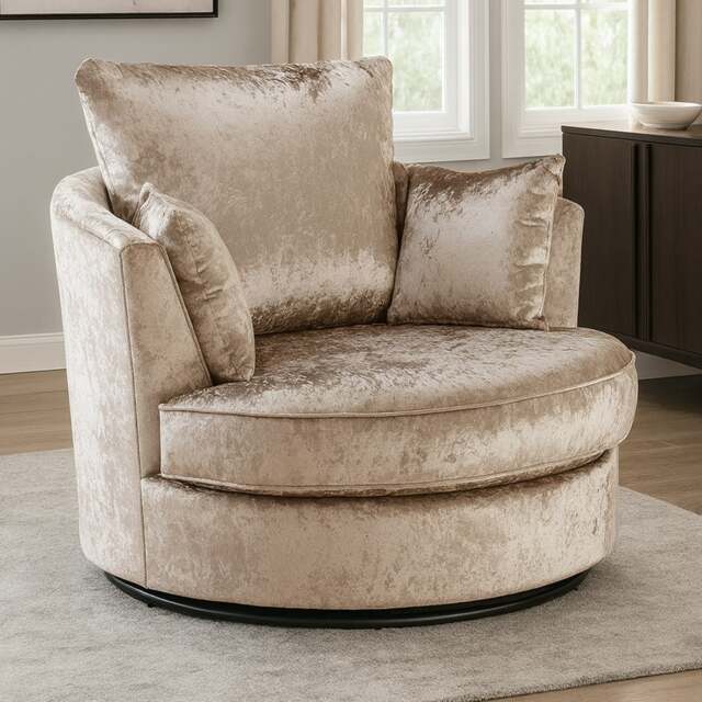 Rackhams Chelsea / Crystal Crushed Velvet Swivel Chair - Mink - image 1