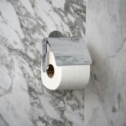 Rackhams Polished Chrome Self Adhesive Wall Mounted Toilet Roll Holder with Lid - thumbnail 2