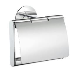 Rackhams Polished Chrome Self Adhesive Wall Mounted Toilet Roll Holder with Lid