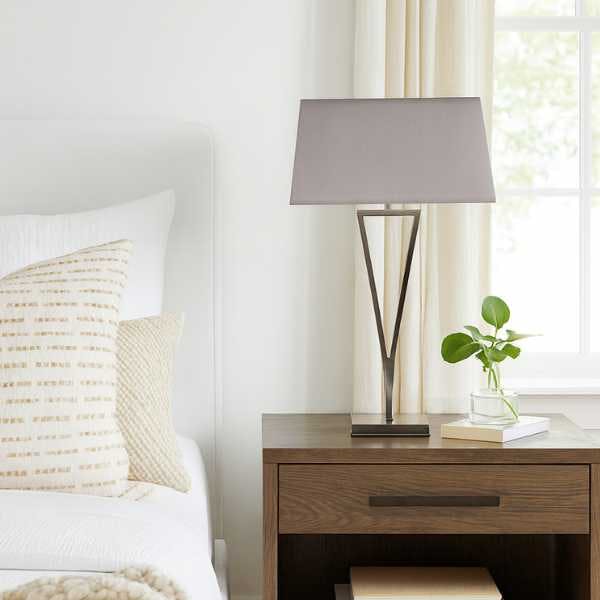 Rackhams Lizzie Chrome & Mocha Touch Table Lamp - image 1