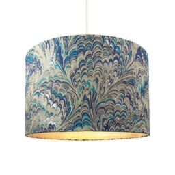 Rackhams Contemporary and Vivid Peacock Print 25cm Table/Pendant Lampshade in Soft Cotton - thumbnail 2