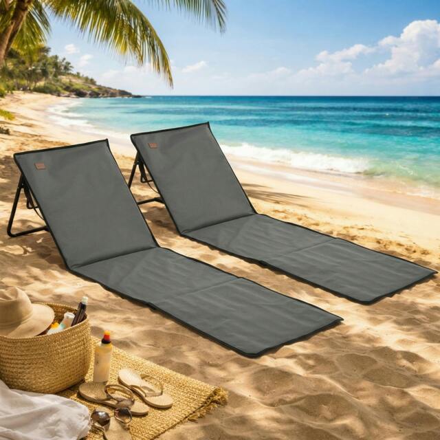 Rackhams Garden Beach Chair Mat, Sun Lounger Seats with Adjustable Back - image 1