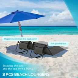 Rackhams Garden Beach Chair Mat, Sun Lounger Seats with Adjustable Back - thumbnail 5