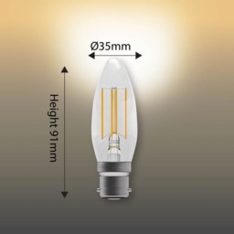 Rackhams B22 Bayonet Dimmable LED Filament Candle 4.5W Light Bulbs - Pack of 3 - thumbnail 4