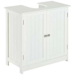 Rackhams Under Sink Bathroom Storage Cabinet 2 Layers Vanity Unit Wooden - White - thumbnail 1