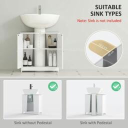 Rackhams Under Sink Bathroom Storage Cabinet 2 Layers Vanity Unit Wooden - White - thumbnail 4