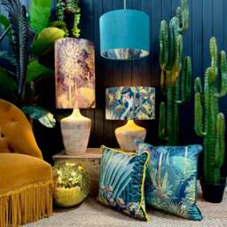 "Rackhams Hawk Moth Velvet Lampshade With Gold Lining - Table / Floor Lamp - 35cm Diameter x 25cm Height (14"" x 10"")" - thumbnail 6