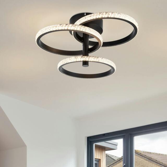 Rackhams Cowan 3 Ring Integrated LED Beaded Ceiling Light - Matt Black - image 1