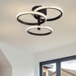 Rackhams Cowan 3 Ring Integrated LED Beaded Ceiling Light - Matt Black