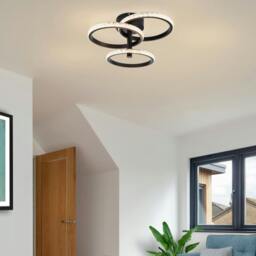 Rackhams Cowan 3 Ring Integrated LED Beaded Ceiling Light - Matt Black - thumbnail 2