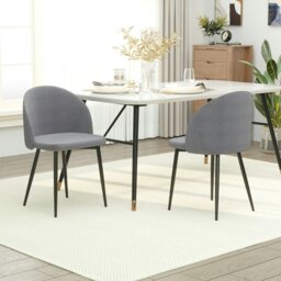 Rackhams Modern Upholstered Fabric Bucket Seat Dining Chairs Set of 2 - thumbnail 1