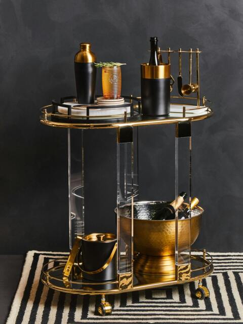 Rackhams Oria Drinks Trolley With Warm Gold Metallic Frame - image 1
