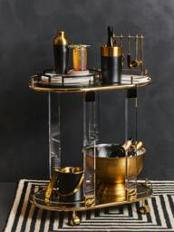 Rackhams Oria Drinks Trolley With Warm Gold Metallic Frame - thumbnail 1