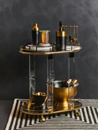 Rackhams Oria Drinks Trolley With Warm Gold Metallic Frame - thumbnail 3