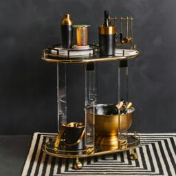 Rackhams Oria Drinks Trolley With Warm Gold Metallic Frame - thumbnail 2