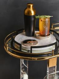 Rackhams Oria Drinks Trolley With Warm Gold Metallic Frame - thumbnail 4