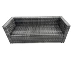 Rackhams Outdoor Rattan Garden Furniture Set 11 Seater Patio Lounge Sofa Set with Square Coffee Table 2 Big Footstools Dark Grey Mixed - thumbnail 6