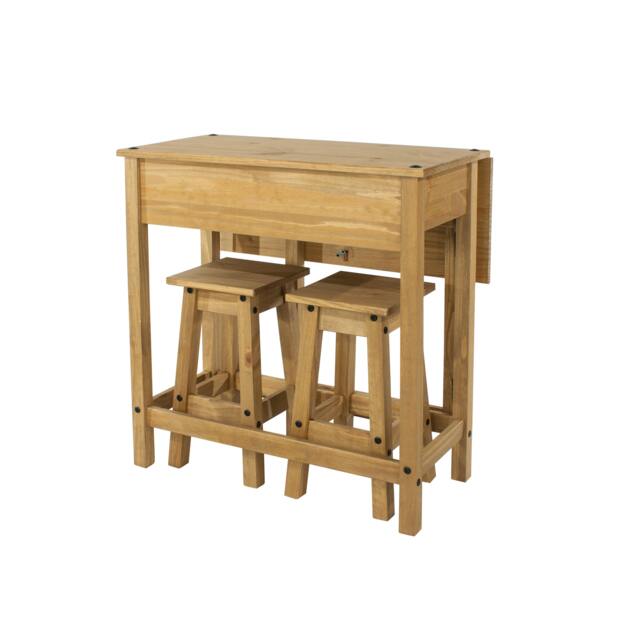 Rackhams Corona Breakfast Drop-Leaf Dining Set with Stools - Antique Waxed Pine - image 1
