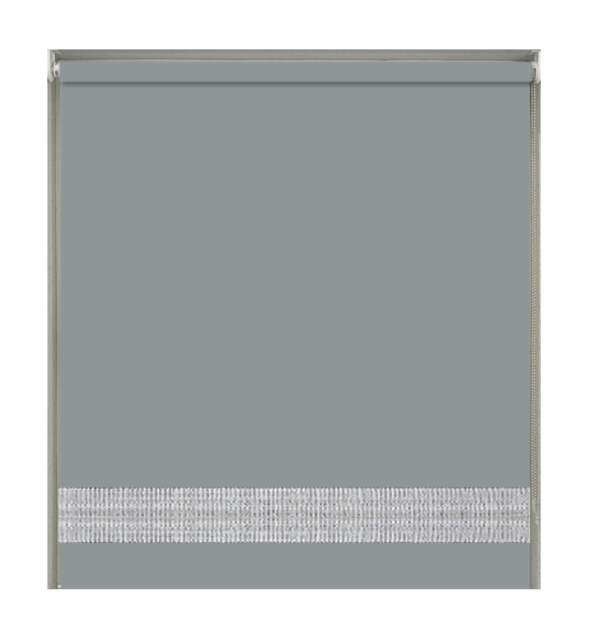 Rackhams Light Grey Straight Diamante Edge Border Roller Blind - 125cm - image 1