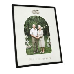 Rackhams 60th Anniversary Matte Black 5x7 Picture Frame with Diamante Rings - thumbnail 2