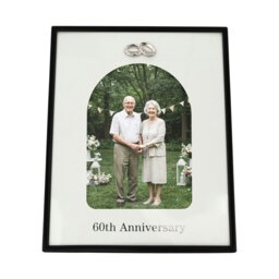 Rackhams 60th Anniversary Matte Black 5x7 Picture Frame with Diamante Rings - thumbnail 3