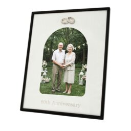 Rackhams 60th Anniversary Matte Black 5x7 Picture Frame with Diamante Rings - thumbnail 1