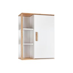Rackhams Cassino Matt White & Bamboo Wall Bathroom Cabinet with Display Shelves - thumbnail 5
