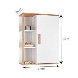 Rackhams Cassino Matt White & Bamboo Wall Bathroom Cabinet with Display Shelves - thumbnail 4