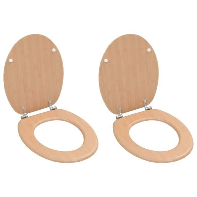 Rackhams WC Toilet Seats 2 pcs with Lids MDF Bamboo Design
