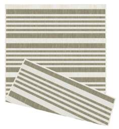 Rackhams Duo Weave Outdoor Beige Rug Modern Stripes - 160X230 cm