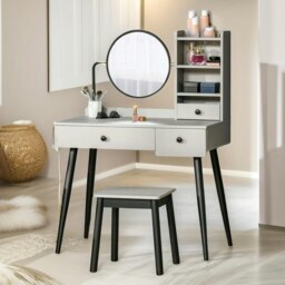 Rackhams Dressing Table With Mirror And Stool Grey