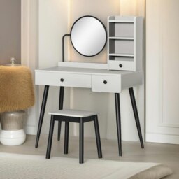 Rackhams Dressing Table With Mirror And Stool Grey - thumbnail 3