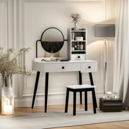 Rackhams Dressing Table With Mirror And Stool Grey - thumbnail 4