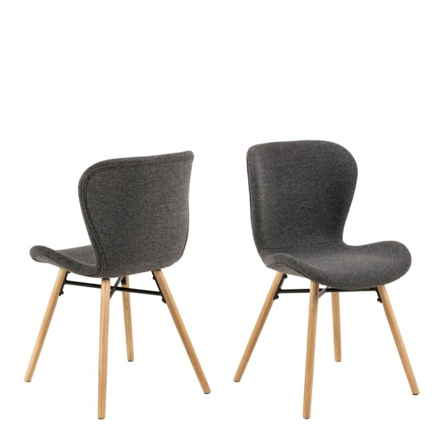 Rackhams Batilda Dining Chairs with Grey Fabric and Oak Set of 2 - 1 - image 1