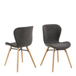 Rackhams Batilda Dining Chairs with Grey Fabric and Oak Set of 2 - 1