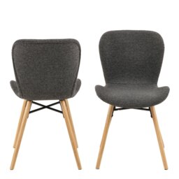 Rackhams Batilda Dining Chairs with Grey Fabric and Oak Set of 2 - 1 - thumbnail 2