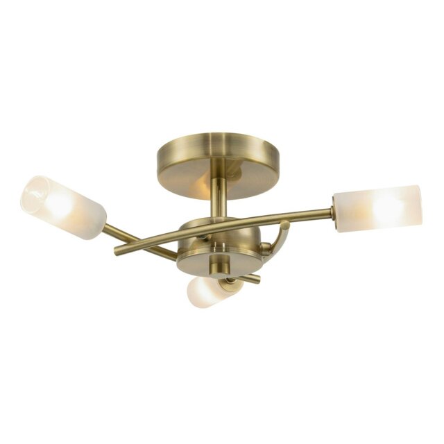 Rackhams Contemporary Designer 3-Arm Antique Brass Ceiling Light with Tubular Shades - image 1
