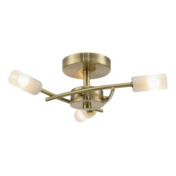 Rackhams Contemporary Designer 3-Arm Antique Brass Ceiling Light with Tubular Shades