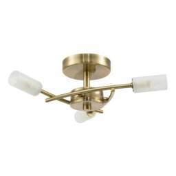 Rackhams Contemporary Designer 3-Arm Antique Brass Ceiling Light with Tubular Shades - thumbnail 2