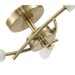 Rackhams Contemporary Designer 3-Arm Antique Brass Ceiling Light with Tubular Shades - thumbnail 4
